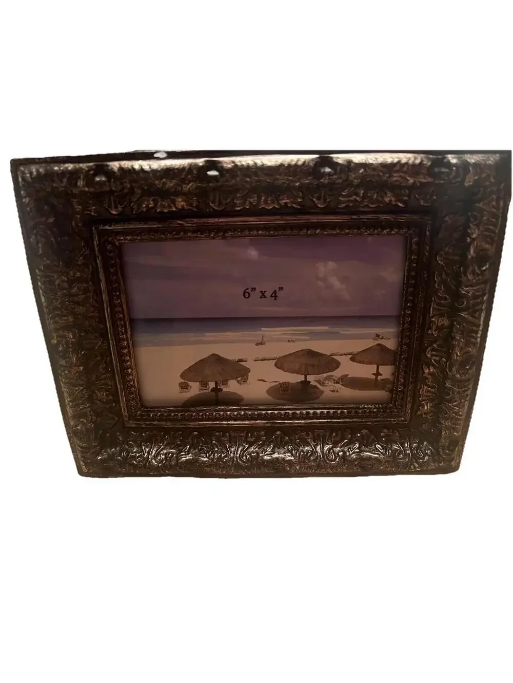 Heavy Vintage Ornate Cast Metal Picture Frame